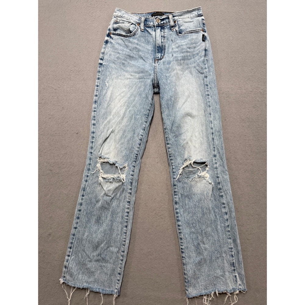 Silver Jeans Women's 26 Blue Denim Light Wash Straight Leg Baggy Fit Distressed